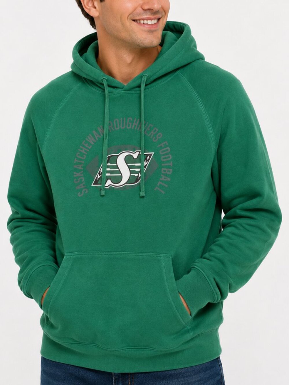 Saskatchewan Roughriders Hoodie Men's Large Green New Era CFL Pullover